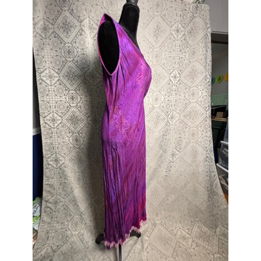 Carol Little Pink/purple beaded fringe sheath dress Size 16 EUC